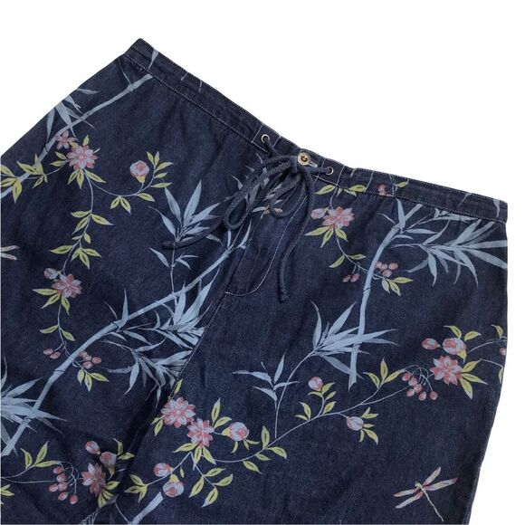 Sag Harbor Sport Tropical Lightweight Zip & Tie Wide Leg Cropped Jeans Blue XL - Picture 3 of 16